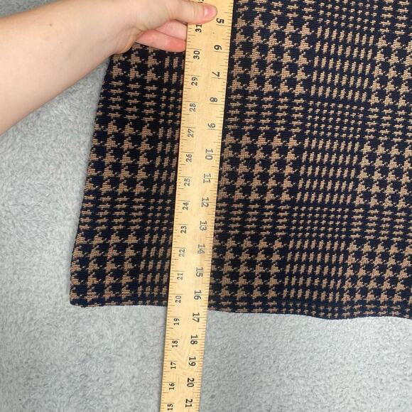 Asos womens 14 herringbone black mini skirt zip front knit geometric stretch - Picture 8 of 9